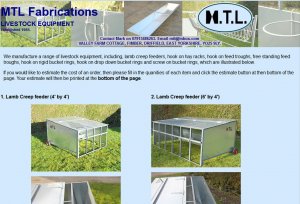 MTL Fabrications mtl fabrications, producers of lamb creep feeders, hay racks,feed troughs and  bucket rings for the farming industry.