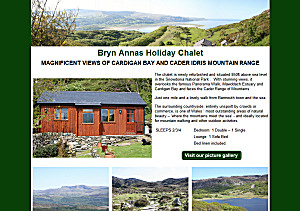 The chalet is newly refurbished and situated 850ft above sea level in the Snowdonia National Park .  With stunning views, it overlooks the famous Panorama Walk, Mawddach Estuary and Cardigan Bay and faces the Cader Range of Mountains.   